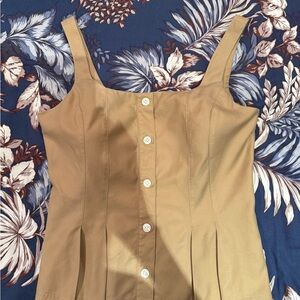 Banana Republic Tan Button-Front Peplum Top